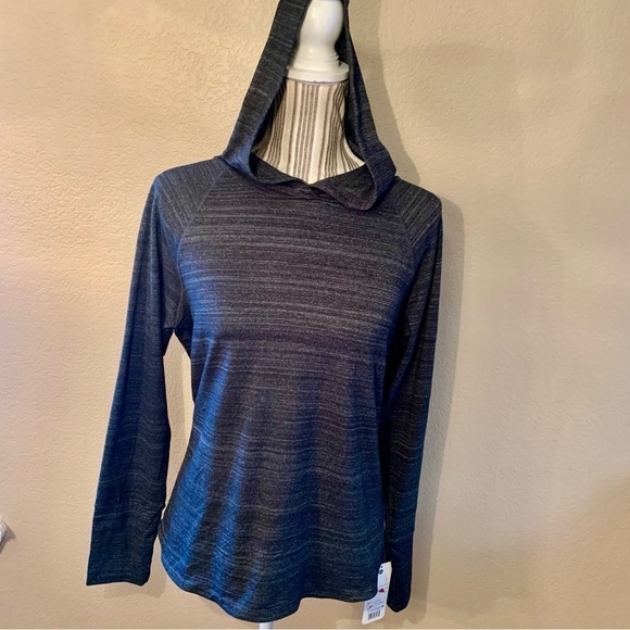 NWT Athletic Hoodie Medium Apana Yoga Lifestyle Activewear Heather Black LongSlv - Picture 2 of 16